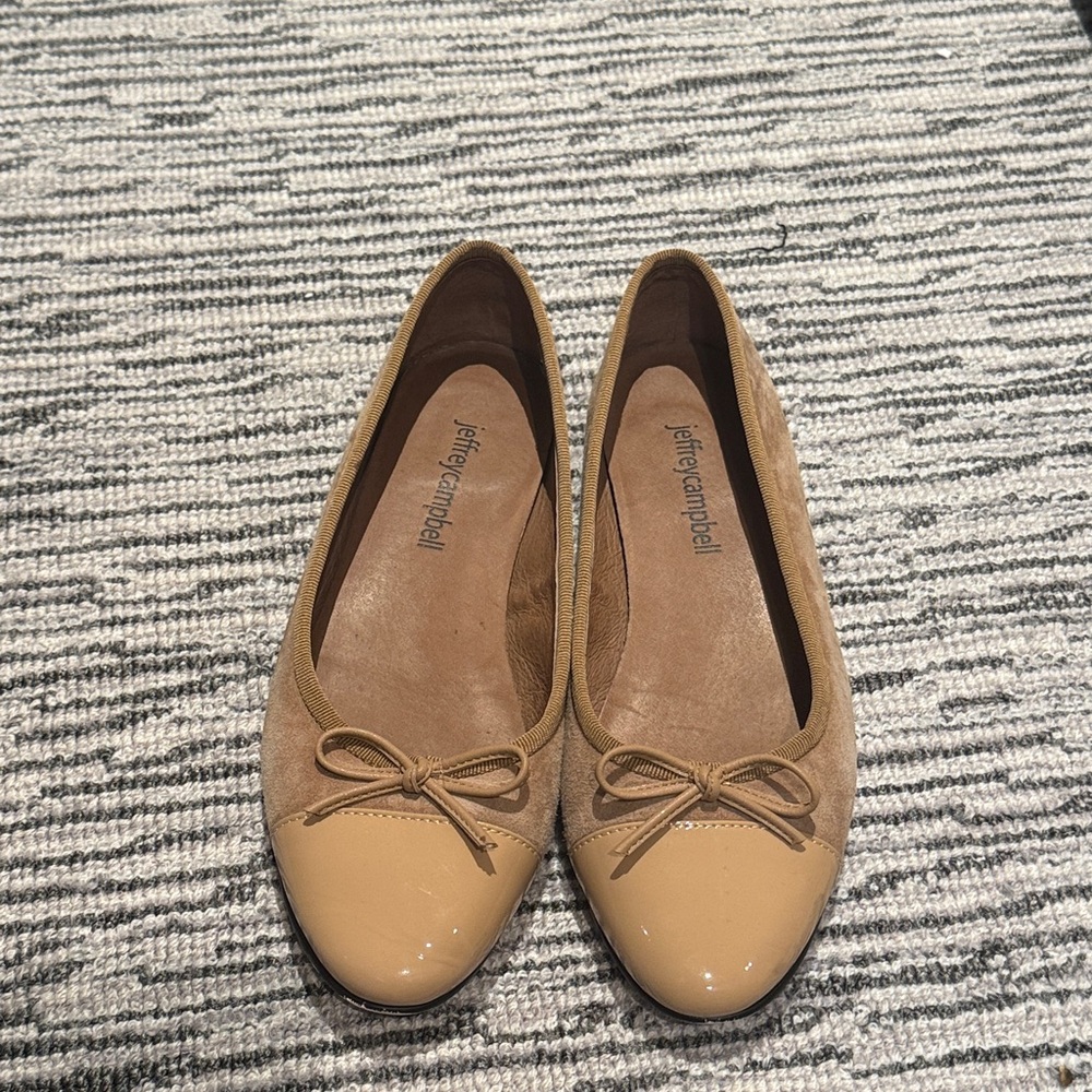 Jeffrey Campbell Arabesque Ballet Flat natural suede brown caramel